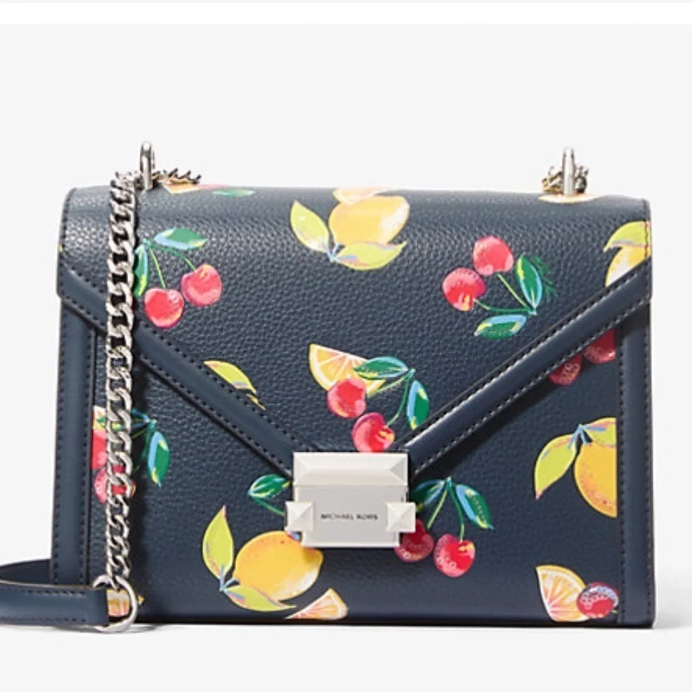 Michael Kors Whitney Medium Sequined Fruit Print Shoulder Bag Crossbody